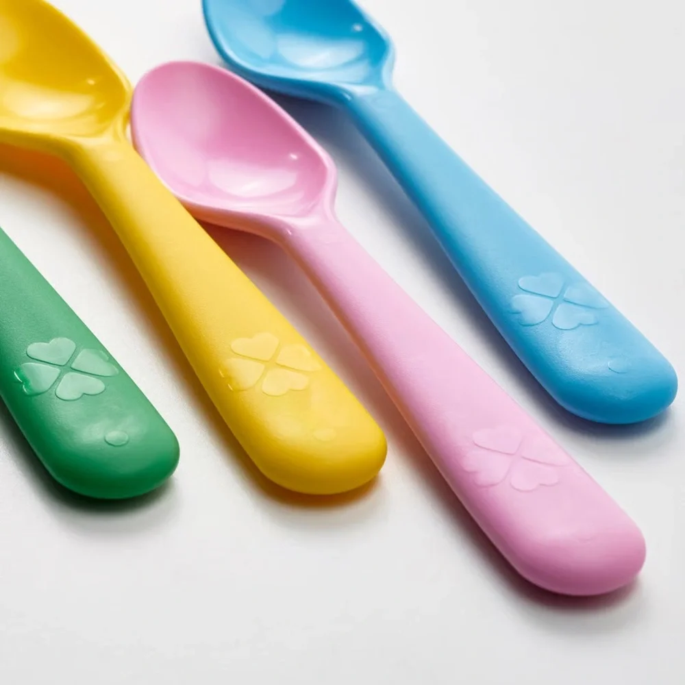 KALAS Mixed Color Plastic Spoon Set - Yellow, Green, Pink, Blue